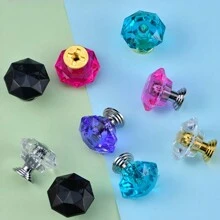 15Pieces Of Acrylic Cabinet Handles, Crystal Clear Diamond Shape, European Style Hardware Handles, Highly Attractive Suitable For Drawers, Wardrobes, Cabinets And Shoe Cabinet Knobs - Multicolor - View 6