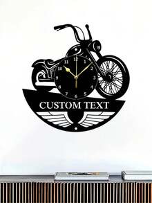 An Ironwork Biker Metal Clock Wall Art Personalized Can Be Customized Name Car Motorcycle Farmhouse Style Wall Art Decorative Living Room Office Decorative Metal Art Gifts Birthday Graduation - Black - View 7