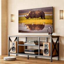 Lofka Industrial TV Stand For 55-65 Inch TVs, 60" TV Cabinet With 3 Tier Open Shelves, Entertainment Center TV Console Table With Metal Frame, Sofa Table For Living Room, Bedroom, Office, Valentine's Day Ideas, Rust Brown - 鏽棕色 - 查看 2