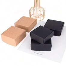 10 piezas de cajas para dulces, chocolates y galletas, decoración de arcilla artesanal en miniatura, cajas de empaque de productos, galletas y chocolates artesanales, cajas vacías para jabón y velas - Marrón - Ver 5
