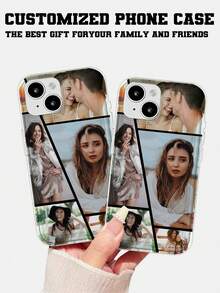 1pc Customized Transparent Shockproof Phone Case With Asymmetrical Frame And Air Cushion, Customizable Design, Compatible With IPhone 16, 15, 14, 13, 12, 11 Pro Max - Clear - View 3