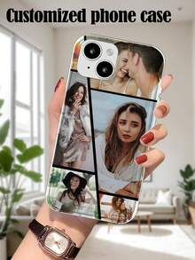 1pc Customized Transparent Shockproof Phone Case With Asymmetrical Frame And Air Cushion, Customizable Design, Compatible With IPhone 16, 15, 14, 13, 12, 11 Pro Max - Clear - View 5