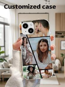 1pc Customized Transparent Shockproof Phone Case With Asymmetrical Frame And Air Cushion, Customizable Design, Compatible With IPhone 16, 15, 14, 13, 12, 11 Pro Max - Clear - View 4