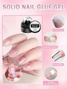 NAILGLOSS 15g 1 件固体指甲修整凝胶，延长硬指甲凝胶，不粘手指甲雕塑凝胶，丙烯酸延长指甲凝胶，用于美甲水钻水晶花美甲沙龙在家 - 無色 - 查看 3