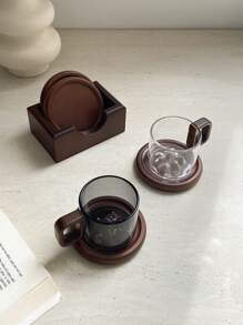 1 套/4 件竹木杯垫，创意耐热，茶道茶杯垫，玻璃杯杯垫，木制咖啡杯垫，适合家庭使用，防烫餐桌装饰，适合节日、派对、生日、婚礼和晚宴，礼物 - 彩色 - 查看 10