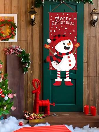 1pc Festive Christmas Hanging Flag: Snowman Porch Flag - Merry Christmas Decoration For Home - No Feather - 108cm/42.51in X 40cm/15.74in, Halloween, Halloween Decoration