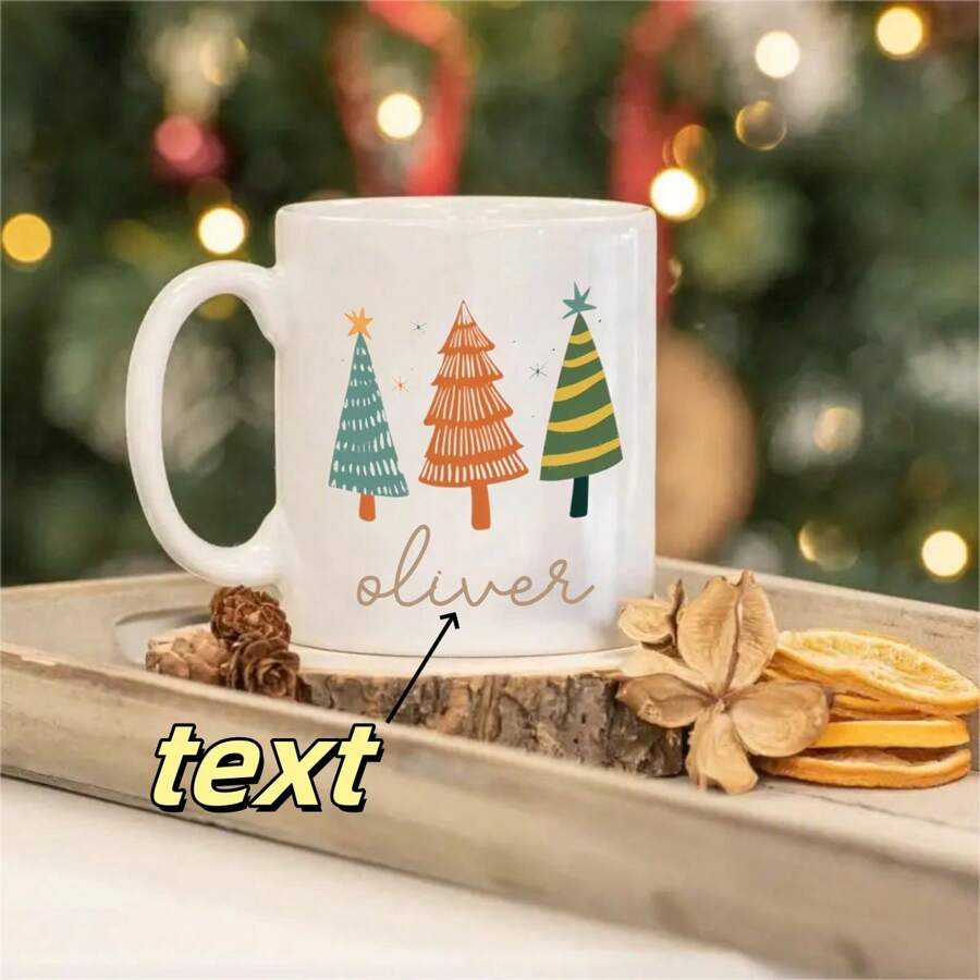 1 件圣诞节定制彩色圣诞树杯，可爱杯子，彩色圣诞树杯，圣诞节家居装饰，完美的圣诞礼物创意 - 彩色 - 查看 1