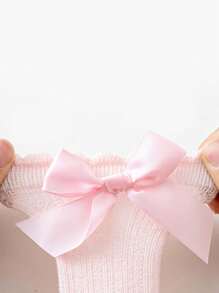 5 双大蝴蝶结蕾丝短袜，防滑，儿童款，公主款，适合春夏秋冬 - 粉色 - 查看 6