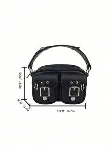 Dedoo 2026 New Vintage Sweet Cool Style Women's Underarm Bag, High-End Y2K Punk Heavy Rivet Motorcycle Bag, Commuter Multi-Functional Shoulder Handbag, Multi-Pocket Design, Suitable For Halloween (Masquerade), Girlfriend Gift - Black - View 6