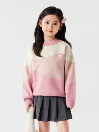  كنزة صوفية محبوكة ناعمة ومرنة وساخنة ذات تدرج لون الفتاة الصغيرة ، للدرجات من 5-15 درجة ، ماركة Zosee