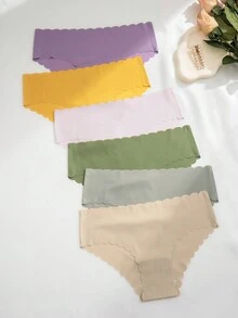 Gói 6 chiếc quần lót tam giác thể thao thoáng khí liền mạch viền lượn sóng cho nữ - Nhiều màu - Xem 4