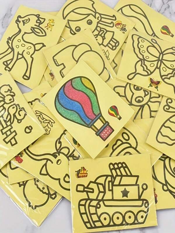 10 Pieces Random Style DIY Sand Art Kit For Adults: Craft Masterpieces Or Gifts With Colorful, Relaxing Fun For Everyone, Arts, Kids Painting, Toys & Games, 10 Pcs Toys>Paper, Toys, Kids Toys,Back To School