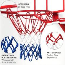 Lưới bóng rổ thay thế, 2024 Nâng cấp lưới bóng rổ chuyên nghiệp dày, chịu lực ngoài trời, chống roi mọi thời tiết, màu sắc không bao giờ phai - 8 vòng (đỏ trắng xanh) - Đỏ - Xem 6