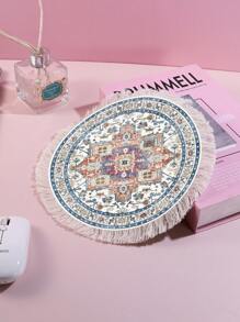 地毯图案流苏鼠标垫，办公腕托鼠标垫，可作杯垫使用，返校季游戏鼠标垫，办公桌配件，办公用品，办公桌配件，鼠标垫，办公桌专用鼠标垫 - 多色 - 查看 10