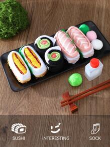 3 pares de calcetines tipo tripulación con diseño de sushi para hombres y mujeres, calcetines casuales cómodos y transpirables con estampados divertidos y novedosos, ideales para parejas, regalos de vacaciones