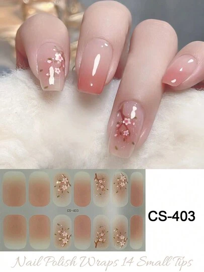 1张14片自粘美甲贴纸，防水持久，3D时尚美甲贴花，DIY美甲装饰，适合女性、女孩、居家、庆典、派对、节日、旅行等场合。