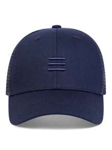 1pc Men's Mesh Baseball Cap With 3 Embroidered Designs, Adjustable For Outdoor, Casual Wear, Suitable For Spring/Summer Travel, Beach, And Party - Navy Blue - View 2