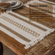 1/4/6 peças de jogos americanos de linho, jogos americanos de fazenda com borlas para decoração de mesa, jogos americanos rústicos de macramê de estopa para mesa de cozinha