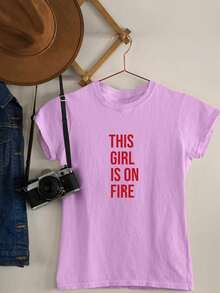 Women's T-Shirt Baby Look This Girl Is On Fire Motivational Various Colors 100% Cotton - 紫色 - 查看 2