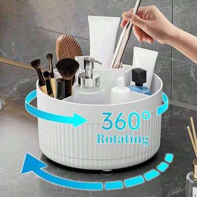 1 pezzo Organizer per il trucco rotante a 360°, scatola portaoggetti da appoggio, adatta per il bagno, la camera da letto, porta pennelli trucco, porta penne, decorazione da scrivania