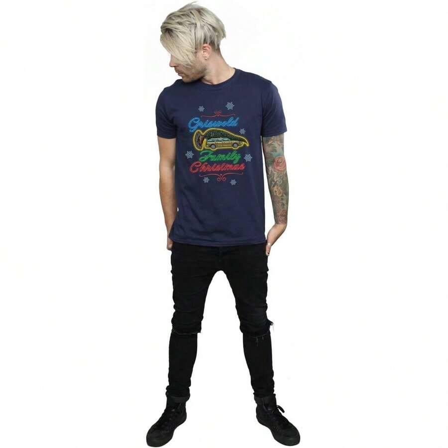 Mens Griswold Family Cotton T-Shirt (Navy Blue) - Navy Blue - View 1