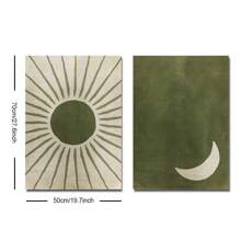 2pcs Set Unframed Green Moon Sun Retro Boho Art Poster Bohemian Abstract Minimalist Vintage Painting Canvas Print Minimalist Wall Picture For Dorm,Living Room,Apartment,Bedroom,Office,Modern Home Decoration - Multicolor - View 10
