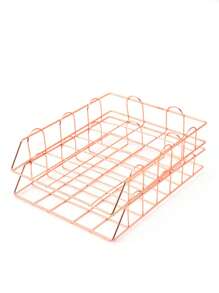 1/2/3/4pcs Nordic Iron And Metal A4 Document Frame Magazine Organizer With Stackable Document Organizing Basket - Rose Gold - View 3