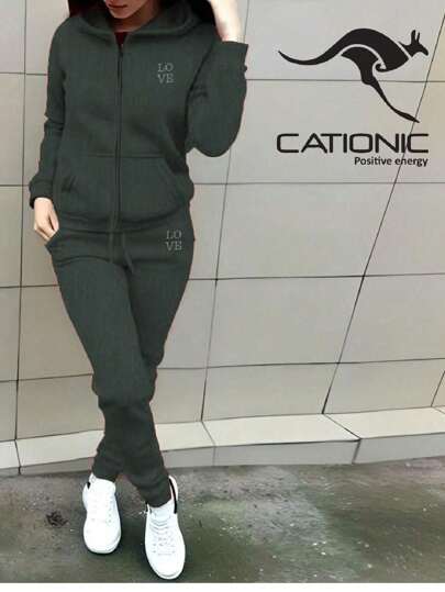 CONJUNTO CASUAL DEPORTIVO AFELPADO Con Pantalon Tipo JOGGER Y Sudadera Con Capucha (Diferentes Bordados)  LS2023