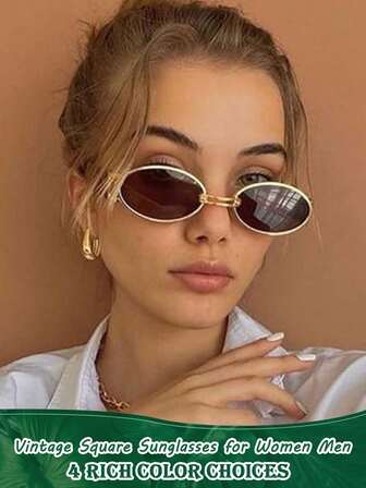 复古 1 件经典椭圆形金色镜框和茶色镜腿装饰时尚眼镜沙滩配饰眼镜墨镜