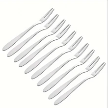 不锈钢水果和甜点叉套装 - 可重复使用，现代蛋糕和沙拉叉，适用于厨房和餐厅