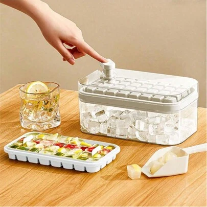 Cubitera Hielo con Tapa, Moldes de Cubitos, Moldes de Cubitos Hielo, Bandejas de Cubitos de Hielo, Reutilizable 64 Ice Cube Maker Tray Silicone
