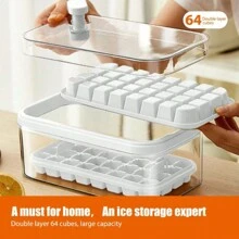 Cubitera Hielo con Tapa, Moldes de Cubitos, Moldes de Cubitos Hielo, Bandejas de Cubitos de Hielo, Reutilizable 64 Ice Cube Maker Tray Silicone - Blanco - Ver 6