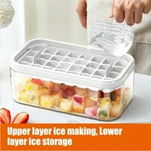 Cubitera Hielo con Tapa, Moldes de Cubitos, Moldes de Cubitos Hielo, Bandejas de Cubitos de Hielo, Reutilizable 64 Ice Cube Maker Tray Silicone - Blanco - Ver 4