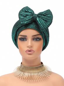 1 chiếc mũ xếp nếp nơ lớn bằng vàng lá cổ điển mới, mũ quấn đầu co giãn thoải mái - Nhiều màu - Xem 17