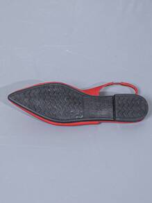 时尚尖头鞋女式低帮奶奶鞋平底一脚蹬女士乐福鞋 - 紅色 - 查看 7