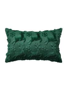 1pc Embroidered Christmas Cushion Cover, Without Filler, Suitable For Living Room Bedroom Home Christmas Decorations, Applicable For Autumn And Winter - Green - View 21