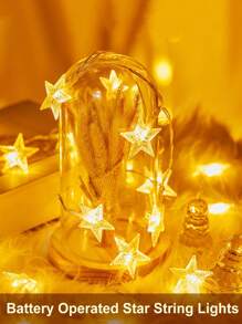 1pc - 19.69ft 40LED Star String Lights, Battery Powered - 1.5m 10LED / 3 Meters 20LED / 5m 30LED Star Fairy Lights, Waterproof Indoor Bedroom Tent Loft Patio Party Wedding Decor, Warm White, Bedroom Party Home Decor Indoor Outdoor Decor, Halloween Decor, Christmas Decor - Multicolor - View 5