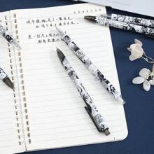 6pcs, Cartoon Creative Black And White Anime Ins Style Press Gel Pen Ballpoint Pen Writing Pen, Bullet Black Cute Press Gel Pen, Teen At Home Classroom Writing Special Writing Pen For Exams, Christmas Halloween Holiday Stationery Gift Gift Set[Random Mixing],Back To School - Multicolor - View 4