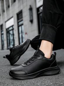 Men's Sports Shoes, PU Leather Waterproof Unisex Casual Shoes, Thick Sole Outdoor Running Daily Wear Autumn New Arrival, Extra Large Size
