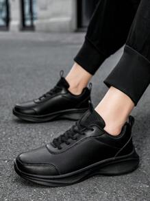 Men's Sports Shoes, PU Leather Waterproof Unisex Casual Shoes, Thick Sole Outdoor Running Daily Wear Autumn New Arrival, Extra Large Size