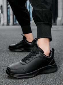 Men's Sports Shoes, PU Leather Waterproof Unisex Casual Shoes, Thick Sole Outdoor Running Daily Wear Autumn New Arrival, Extra Large Size