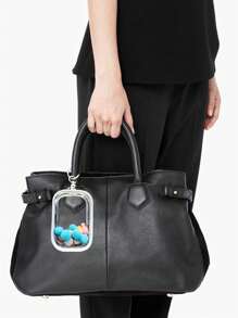 1pc Portable Waterproof Charger Storage Bag, Headphone Travel Data Cable Storage, Plush Toy Figure Dustproof Storage Bag, Pu Transparent Portable Travel Storage Bag, Jade Transparent Protective Cover, Colorful Square With Lobster Clasp, Suitable For Vacation, Travel, Business Trip, Commuting, Class, Daily Use, Can Be Matched With Different Types Of Bags - Multicolor - View 5