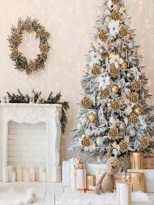 10 piezas o 5 piezas/paquete Rosas doradas de glitter artificial, flores de glitter espuma rosa con tallo para manualidades, ramos de boda, decoración del hogar, fiestas, Navidad, Halloween - Dorado - Ver 2