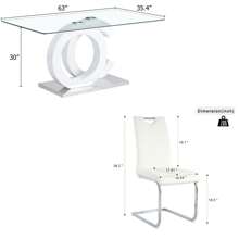 Sumdeal 63" Glass Dining Table With 4 Modern Chairs,Sumdeal 63" Glass Dining Table With 6 Modern Chairs, Golden/Silver - Bàn Trắng và 6 Ghế Trắng Chân Bạc - Xem 2