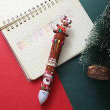 Christmas Decoration 1pc 10-Color Christmas Ballpoint Pen, Creative Multi-Color Ball Pen Christmas Gift Stationery Bullet Journal Pen - Multicolor - View 7