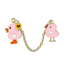 1 件装粉色黄色小鸡心形胸针可爱卡通金属链珐琅别针时尚帽子背包衬衫徽章翻领别针儿童珠宝礼物 - 彩色 - 查看 14