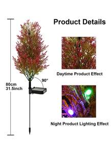 1Pc/2Pcs Outdoor Solar Garden Colorful Lights Plant Lights Realistic Pine Lights Tree Lights Festive Party Lights Garden Lawn Lights - Yellow Green - View 5