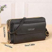 Billetera grande con cremallera doble, bolso diagonal para teléfono móvil, bolso lateral para teléfono, bolso de mano portátil, bolso cruzado, embrague, estuche para teléfono celular, ligero, moderno, de negocios, para tarjetas de crédito/ID, efectivo, teléfono, billetera, negocios casuales, regalos del Día del Maestro, trabajo, viajes, vacaciones, aniversario, cumpleaños, San Valentín, para damas, trabajadores de cuello blanco, billetera, bolso para teléfono para mujer