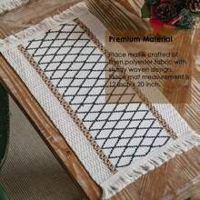 1/4/6 peças de jogos americanos de linho, jogos americanos de fazenda com borlas para decoração de mesa, jogos americanos rústicos de macramê de estopa para mesa de cozinha