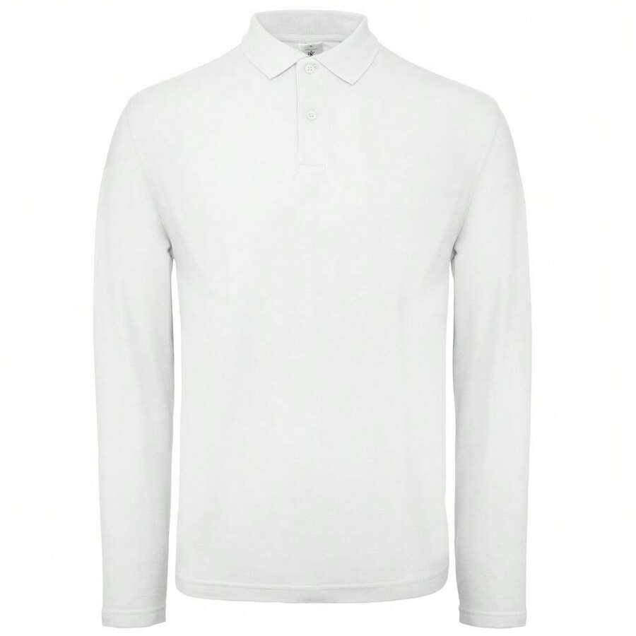 B&C Collection Mens Long Sleeve Polo Shirt - 100% Cotton - 180gsm - (RW6356) - 白色 - 查看 1